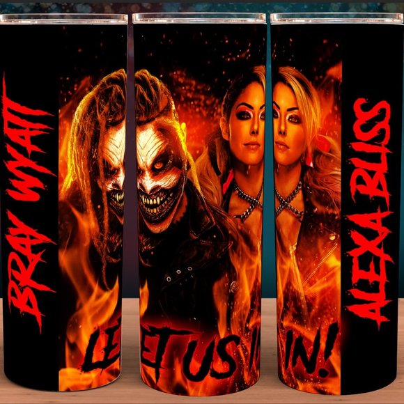 Bray Wyatt The Fiend and Alexa Bliss Wrestling Let Us In Cup Mug Tumbler 20oz - Picture 1 of 3